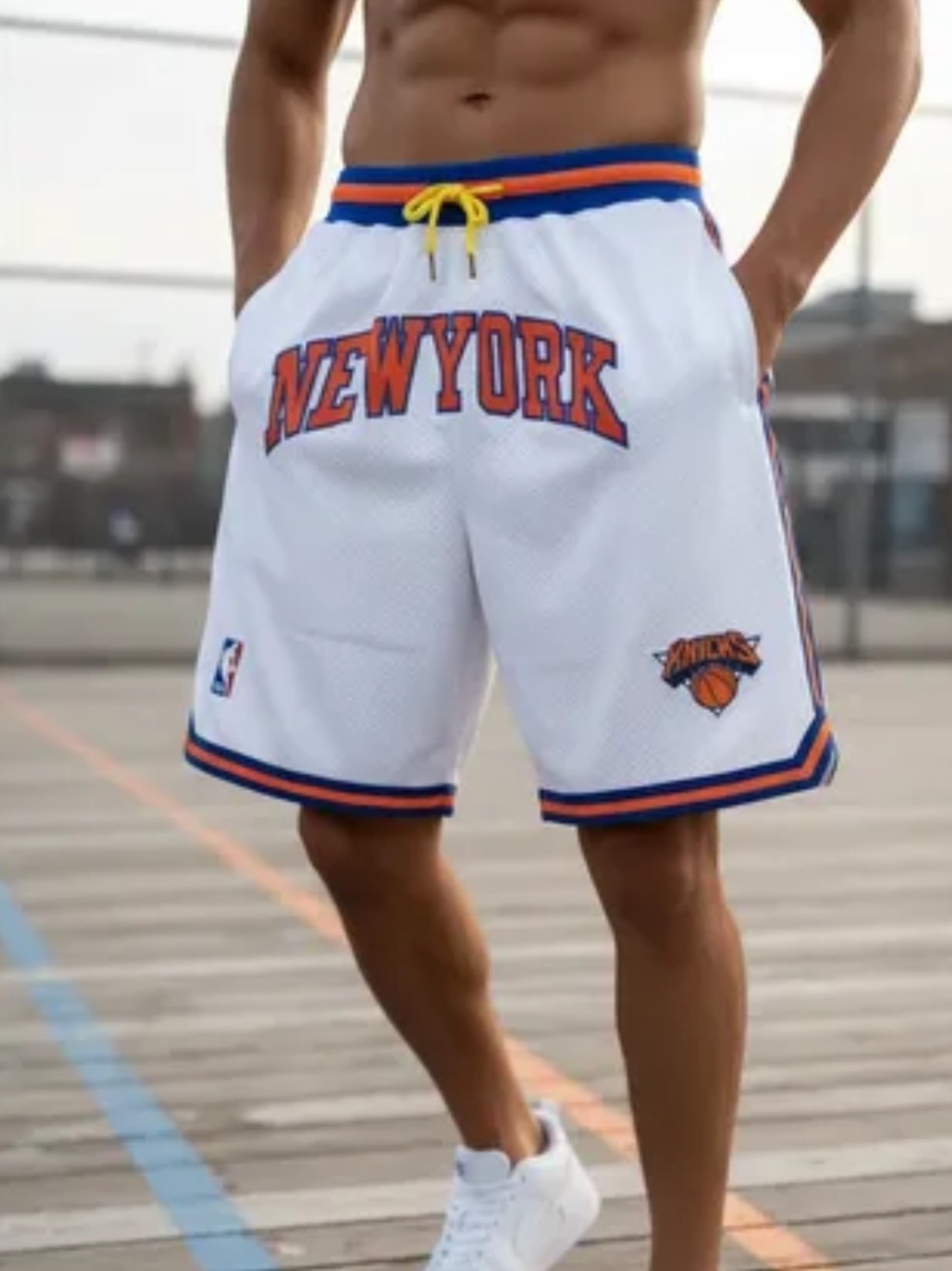 Just Don KNICKS MENSRoyal Blue Shorts with Yellow Drawstring